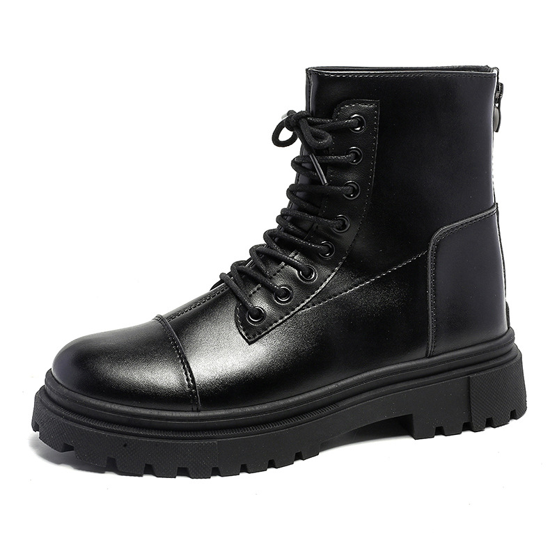 Martin boots мъжки кожени високи ботуши в британски стил за мотоциклети, ежедневни (Горна част: изкуствен PU; Подметка: гума; Форма на пръста: кръгла; Нисък ток: 1–3 см; Вътрешна част: микрофибър)