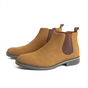 Ανδρικά σουέντ Chelsea μποτάκια με PU επάνω, σόλα TPR, στρογυλη μύτη, χαμηλό τακούνι 1–3 εκ, κοντός κορμός