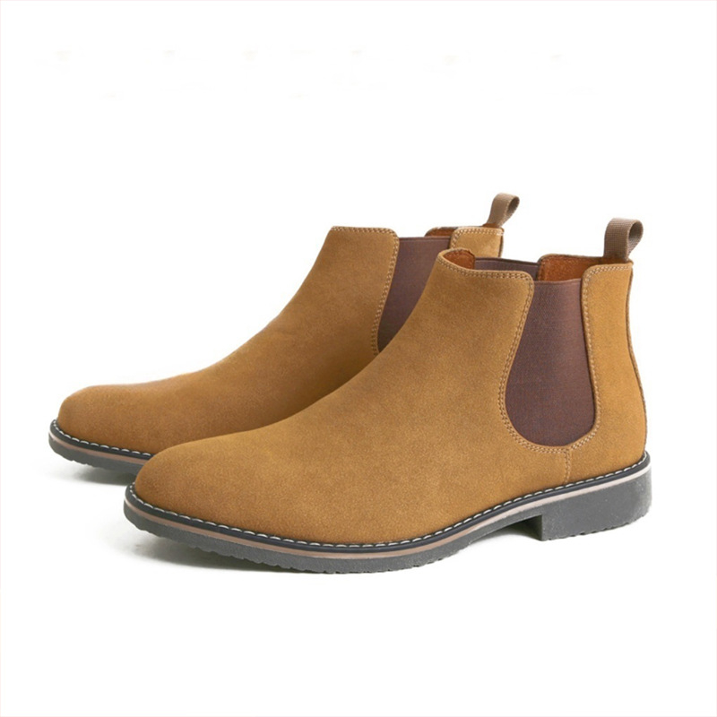 Ανδρικά σουέντ Chelsea μποτάκια με PU επάνω, σόλα TPR, στρογυλη μύτη, χαμηλό τακούνι 1–3 εκ, κοντός κορμός
