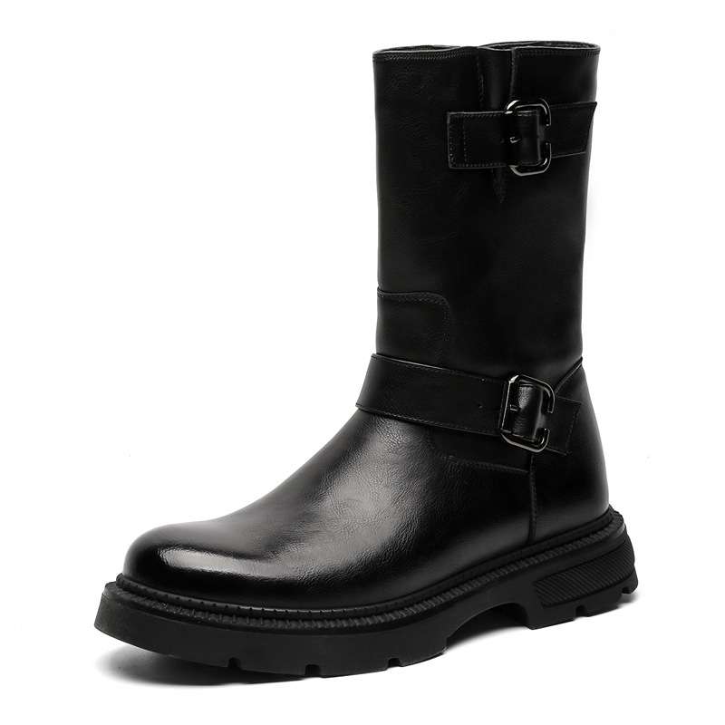 Muške Martin čizme do polovine potkoljenice, s kopčom za kaiš, PU gornji dio, britanski stil, motociklističke/rider čizme 71783-J