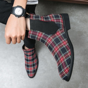 Ανδρικά Chelsea μποτάκια από μαλακό δέρμα αγελάδας, Slip-On, σόλα από καουτσούκ, στρογγυλή μύτη, ύψος τακουνιού 3–5 εκ