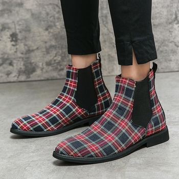 Ανδρικά Chelsea μποτάκια από μαλακό δέρμα αγελάδας, Slip-On, σόλα από καουτσούκ, στρογγυλή μύτη, ύψος τακουνιού 3–5 εκ