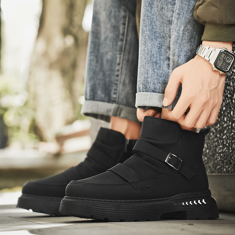 Ανδρικά μποτάκια Martin με πλευρικό φερμουάρ, μεσαίο ύψος γάμπας, PU άνω, αντιολισθητική σόλα, ζεστά