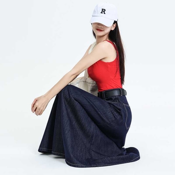 Suknja s visokim strukom, midi duljine, pamučna smjesa (80-90% pamuka, poliester ispod 30%), gradski stil