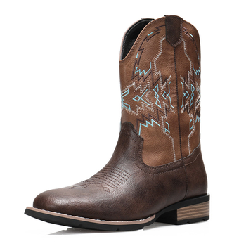 Ανδρικά μποτάκια Chelsea με κεντημένο σχέδιο ιππότη, PU άνω μέρος, καουτσούκ σόλα