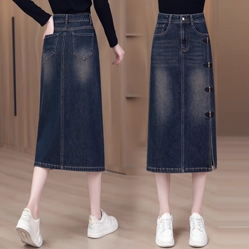 Φούστα Α-γραμμής midi, υψηλής μέσης, σχισμή, ανάμειξη Chenille-Spandex, Άνοιξη 2025