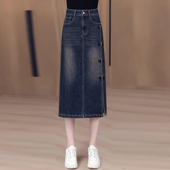 Φούστα Α-γραμμής midi, υψηλής μέσης, σχισμή, ανάμειξη Chenille-Spandex, Άνοιξη 2025