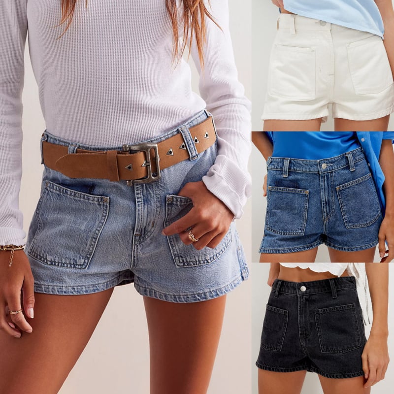 Traper kratke hlače s džepovima, srednji pojas, 3/4 duljine, ravni kroj, street hipster stil, visoka elastičnost, 90–95% pamuk