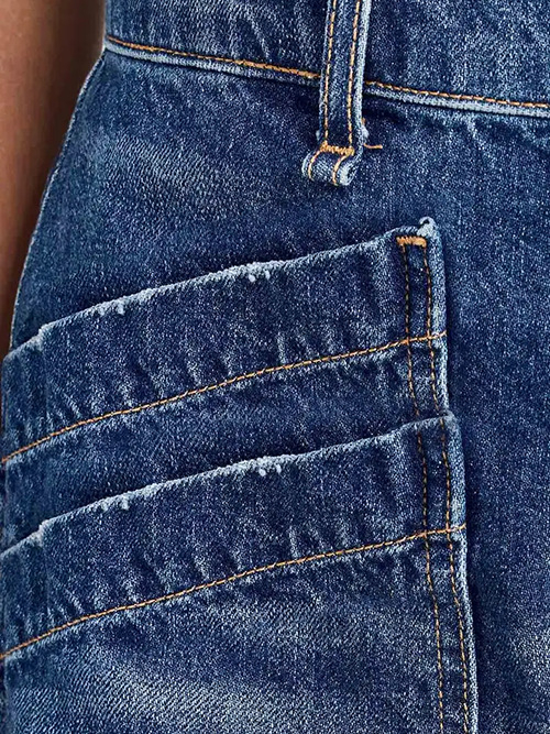 Džinsiniai šortai su vidutine talia, 3/4 ilgio, gatvės hipster stilius, medvilnė 50–70%.