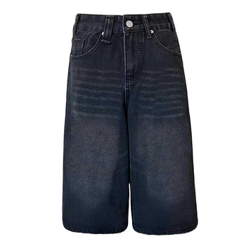 Magas derekú, széles szárú farmernadrág, Capri hosszúságú, pamut 80–90% és poliészter, városi stílus, tavasz 2025