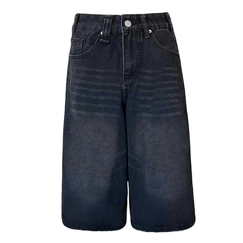 Magas derekú, széles szárú farmernadrág, Capri hosszúságú, pamut 80–90% és poliészter, városi stílus, tavasz 2025