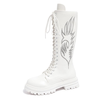 Ženske izšivane Martin čizme s visokim nadkoljenim, PU gornji dio, gumeni potplat, bočni zatvarač