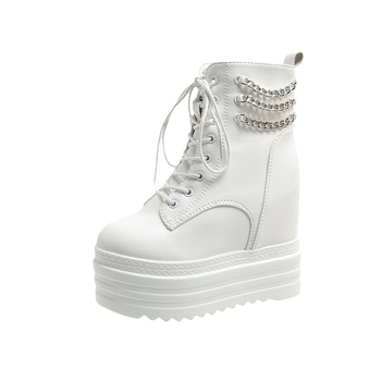 Ženske modne čizme s klinastim potpeticama, debelim potplatom i bočnim zatvaračem za zimu, PU gornji materijal.