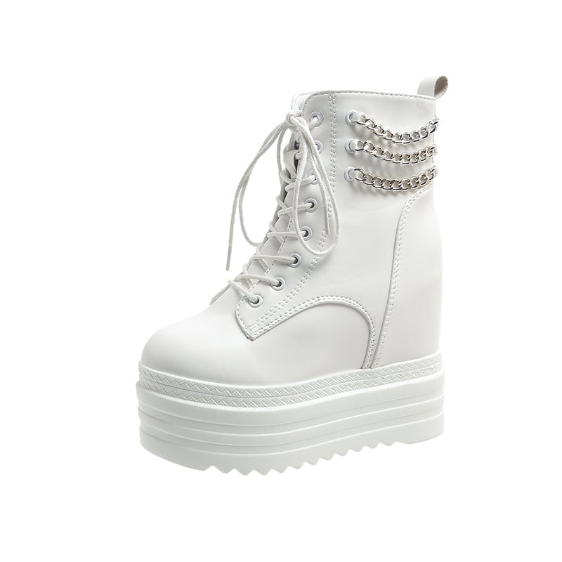 Ženske modne čizme s klinastim potpeticama, debelim potplatom i bočnim zatvaračem za zimu, PU gornji materijal.