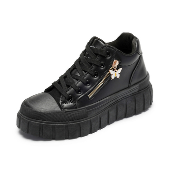 Sieviešu platformas potītes zābaki ar tauriņa rāvējslēdzēju un metāla dekorācijām