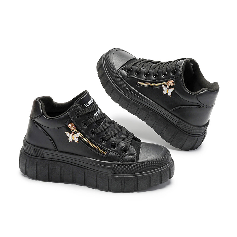 Sieviešu platformas potītes zābaki ar tauriņa rāvējslēdzēju un metāla dekorācijām