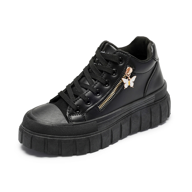 Sieviešu platformas potītes zābaki ar tauriņa rāvējslēdzēju un metāla dekorācijām