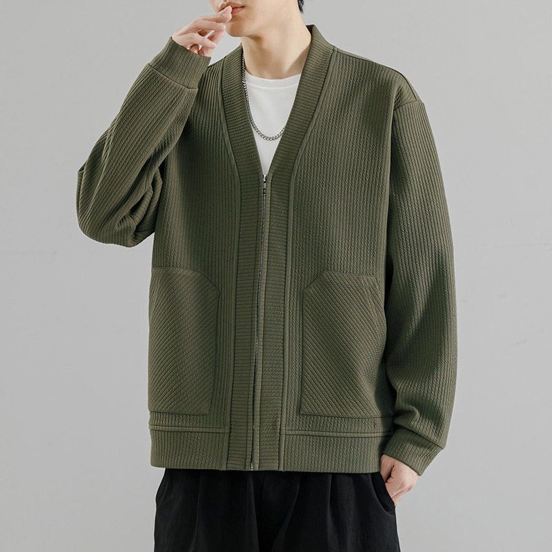 Muška Corduroy jakna s kapuljom, tanka, labav kroj, proljeće 2024