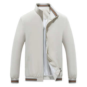 Pánska bunda s stojacim golierom, veľkosti M-8XL, tenká konopno-poliestrová zmes, dlhé rukávy