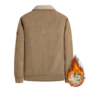 Ανδρικό βαμβακερό μπουφάν με επένδυση φλίς, ευρύχωρη γραμμή, μονόμπροστο κλείσιμο, πολλαπλές τσέπες