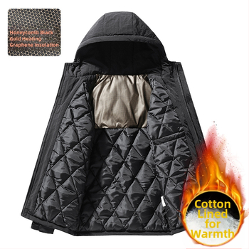 Ανδρικό βαμβακερό παλτό με Vinylon corduroy, κουκούλα, χαλαρή γραμμή, μονόμπροστο κλείσιμο, φθινόπωρο 2024