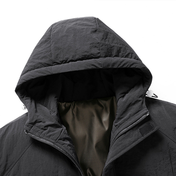 Ανδρικό βαμβακερό παλτό με Vinylon corduroy, κουκούλα, χαλαρή γραμμή, μονόμπροστο κλείσιμο, φθινόπωρο 2024