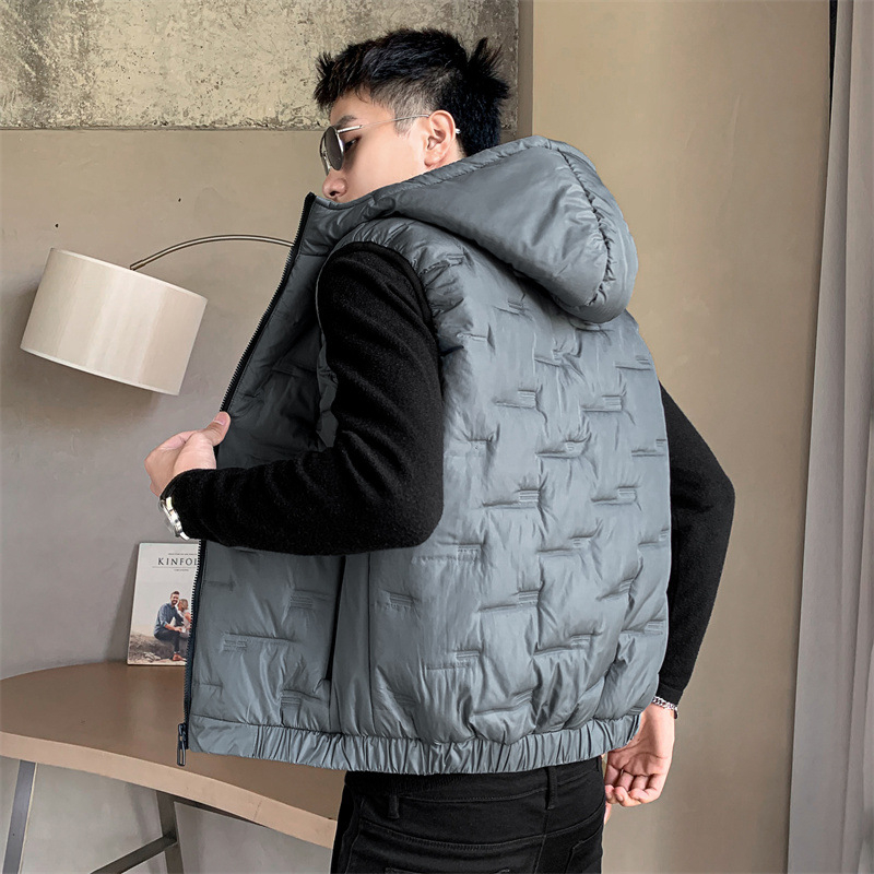 Paier ανδρικό γιλέκο με κουκούλα, με σταθερό γιακά, φερμουάρ, πλαϊνές τσέπες, χωρίς σιδέρωμα