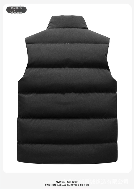 Мъжка памучна жилетка с полиестерен пълнеж и полиестерна подплата, спортен стил, кройка Фит, без качулка, сваляема яка