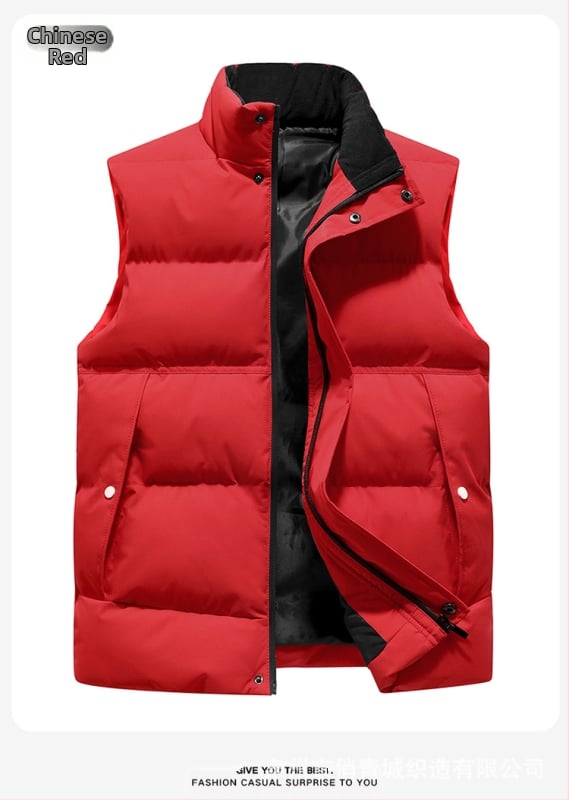 Мъжка памучна жилетка с полиестерен пълнеж и полиестерна подплата, спортен стил, кройка Фит, без качулка, сваляема яка