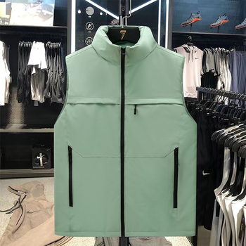 Мъжки дебело подплатен памучен жилет, без ръкави, без качулка, пълнеж полиестер, странични джобове