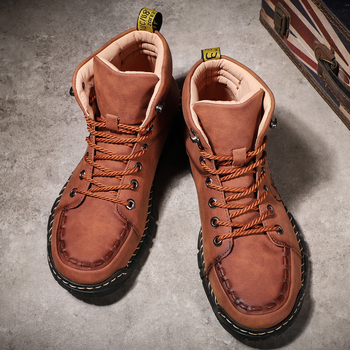 Ανδρικά Υψηλά Μποτάκια από Μικροϊνες, Διαπνοή, Με Στρογγυλό Δάχτυλο, Χαμηλό Τακούνι 1-3 cm, Καουτσούκ Σόλα, EVA Πάτος