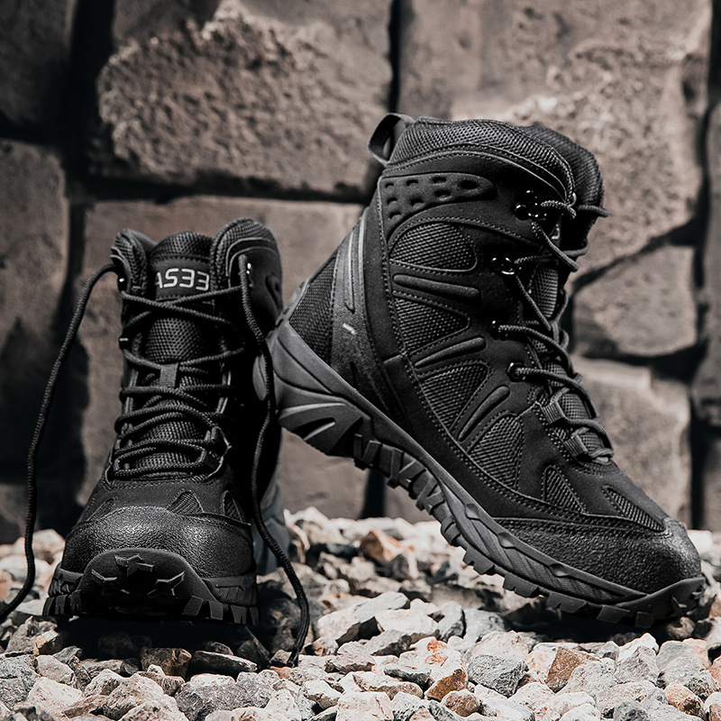 Ανδρικά τακτικά μποτάκια - υψηλό επάνω μέρος, εξωτερικός σχεδιασμός έρημος, αδιάβροχο ύφασμα, αντιολισθητική σόλα