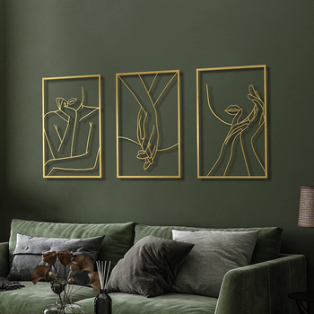 Zidna umjetnost: apstraktna linijska silueta od željeza, Ryder; Materijal: željezo; Stil: moderni minimalistizam; Pogodno za ured