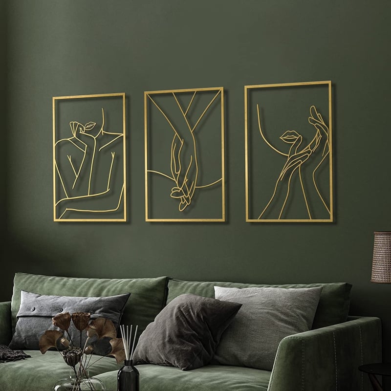 Zidna umjetnost: apstraktna linijska silueta od željeza, Ryder; Materijal: željezo; Stil: moderni minimalistizam; Pogodno za ured