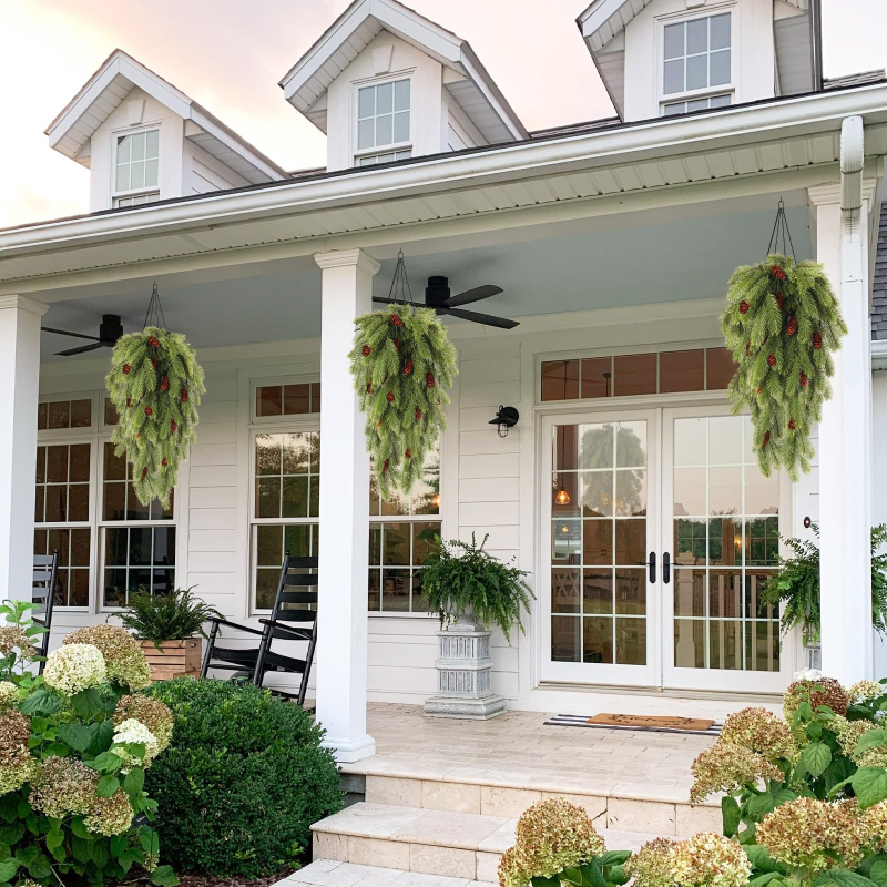 Стенно висяща коледна декорация с изкуствени иглички и шишарки; Марка: Red Lantern Pavilion; IP разрешение: Не; Материал: 1326527568; Подходящо за: Коледа