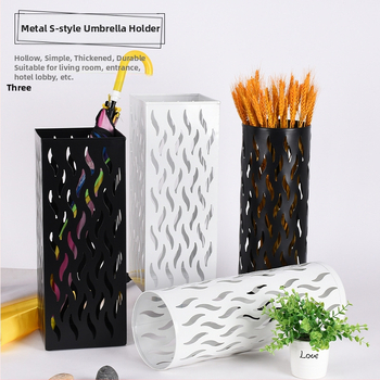 Dzelzs lietussargu uzglabāšanas statīvs, vienkāršs un mūsdienīgs stilā, izlaists 2024. gada rudens, piemērots viesnīcas hallei un mājas uzglabāšanai.