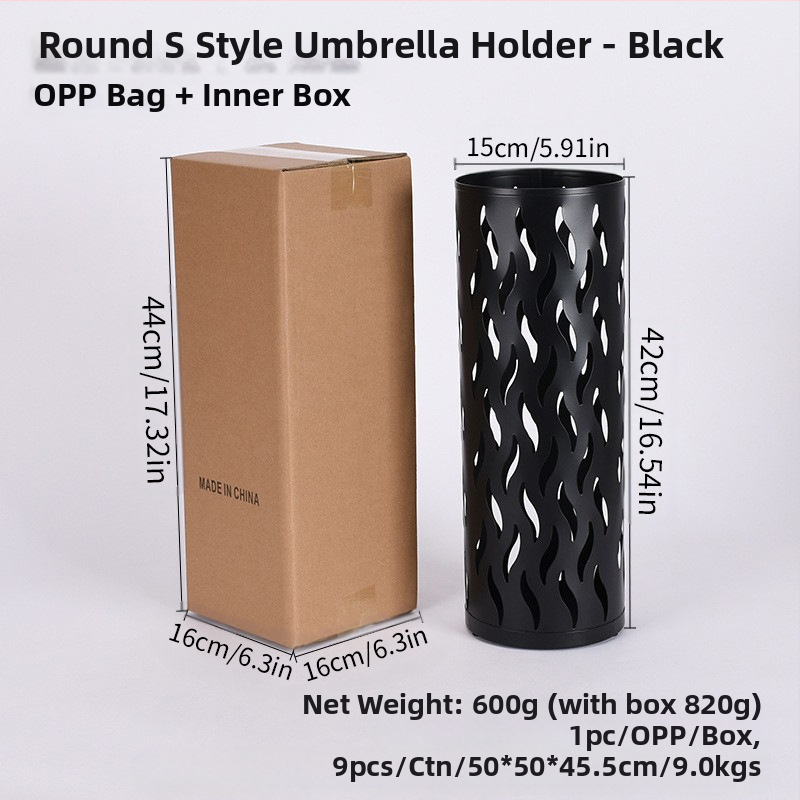 Dzelzs lietussargu uzglabāšanas statīvs, vienkāršs un mūsdienīgs stilā, izlaists 2024. gada rudens, piemērots viesnīcas hallei un mājas uzglabāšanai.