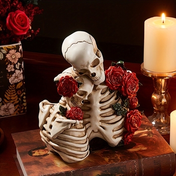 Готически романтичен модел на двойка черепи за сценично оформление, меден материал, стил китайски, за Хелоуин и Свети Валентин