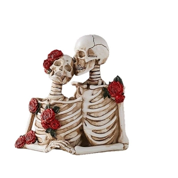 Готически романтичен модел на двойка черепи за сценично оформление, меден материал, стил китайски, за Хелоуин и Свети Валентин
