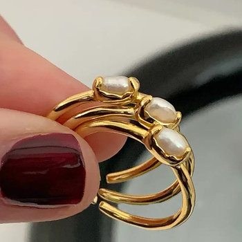 RONERAI prsten za žene — metal, geometrijski stil, elektroplating