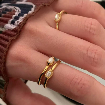 RONERAI Δαχτυλίδι για γυναίκες — Μέταλλο, Γεωμετρικό στυλ, Ηλεκτροπλατίωση