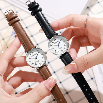 DOUKOU φοιτητικό ρολόι Quartz με παγκόσμια ώρα, λουράκι από συνθετικό δέρμα, για ζευγάρια