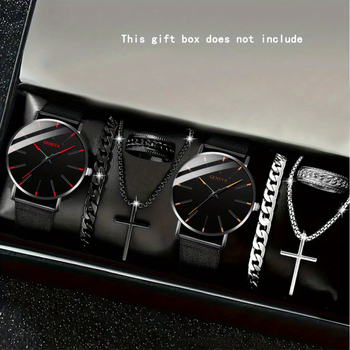 GENEVA Ανδρικό σετ ρολογιών 4 τεμαχίων, κίνηση Quartz, κάσα από κράμα, ορυκτό γυαλί, φωτεινό καντράν