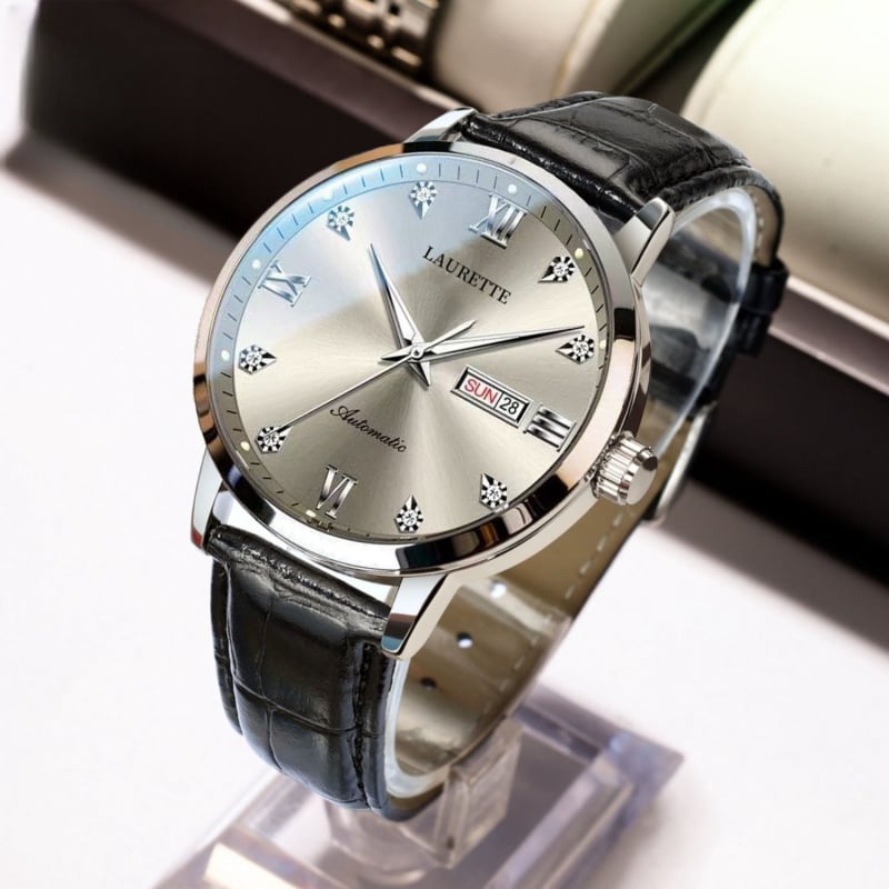 Laurette мъжки кварцов часовник, модел SL28, водоустойчив 30M, луминесцентен циферблат, календар и ден от седмицата