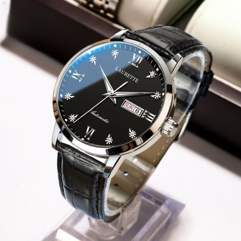 Laurette мъжки кварцов часовник, модел SL28, водоустойчив 30M, луминесцентен циферблат, календар и ден от седмицата