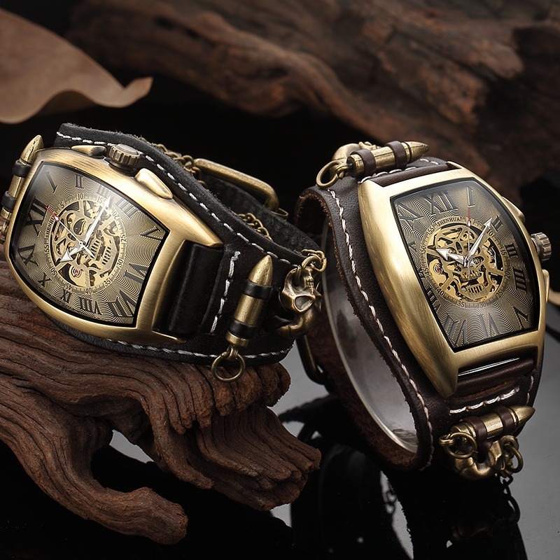 Shenhua férfi karóra Tourbillon, csontváz dizájn, automata mechanikus, barrel alakú tok, 43 mm átmérő, ötvözet tokkal és szíjjal