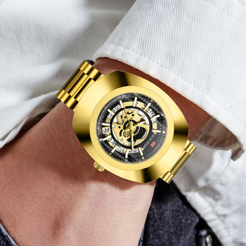 Ανδρικό ρολόι Quartz, με ημερομηνία, αδιάβροχο έως 30 μ, ατσάλινο λουράκι, αναλογικός καντράν