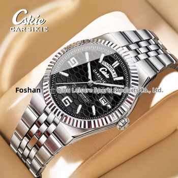 CS028 Ανδρικό μηχανικό ρολόι με φωτεινό καντράν, μηχανική κίνηση, οθόνη δεικτών και αριθμών, αδιάβροχο 30M, κάσα από ανοξείδωτο ατσάλι