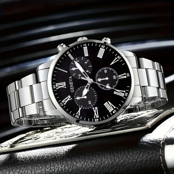 Rclock Ανδρικό ρολόι Quartz με ατσάλινο λουρί, GL68 μηχανισμός, μεταλλική κάσα, στρογγυλός καντράν