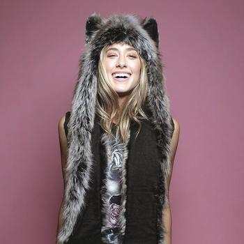 Комплект шапка, шал и ръкавици от изкуствен пух с плюшен животински мотив, три части: шапка, шал и ръкавици, тай дай обработка, унисекс за възрастни